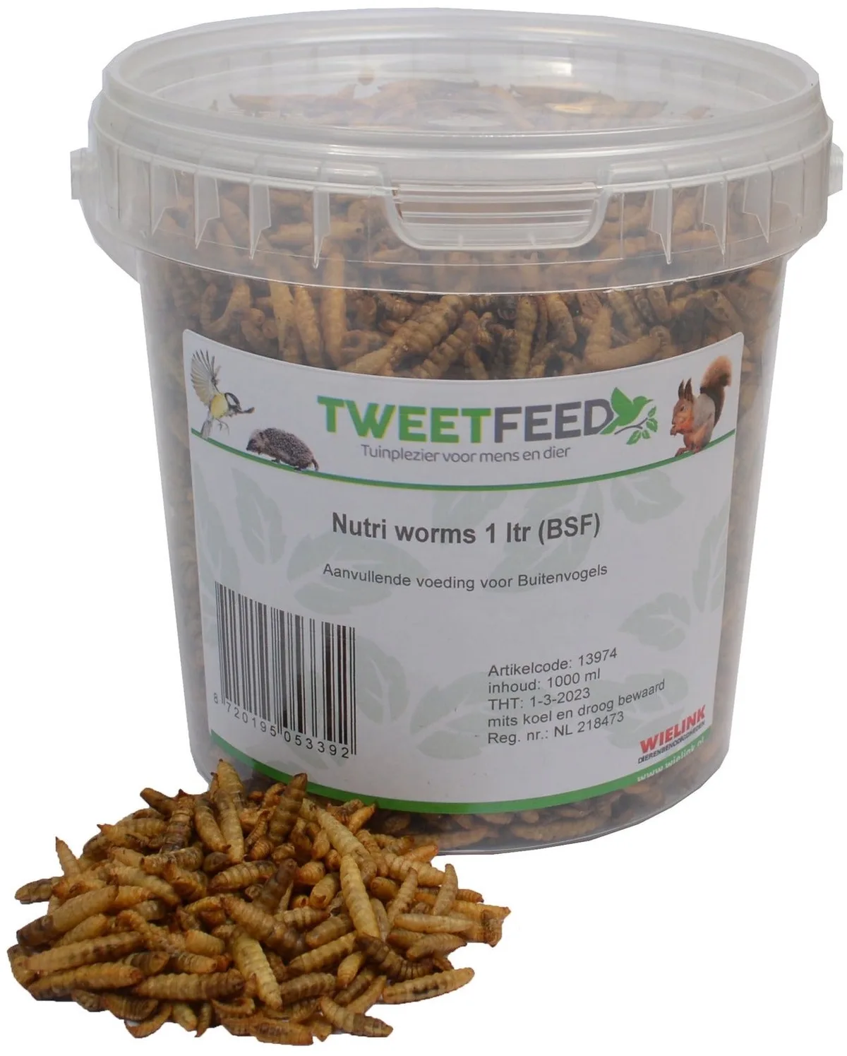 Nutri Worms 1 liter - Gedroogde Black Soldier Fly Larven by Tweetfeed – product photo