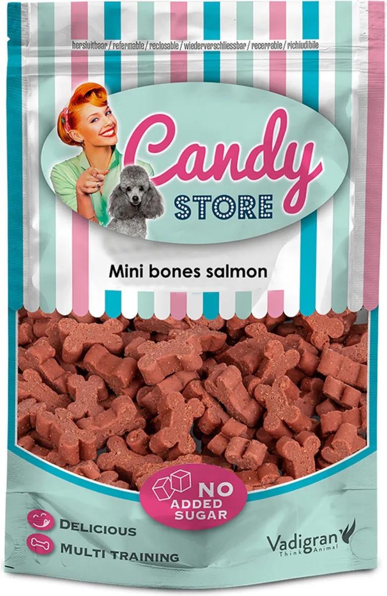 Candy Store - Candy Mini Bones zalm 180g van Vadigran – productfoto