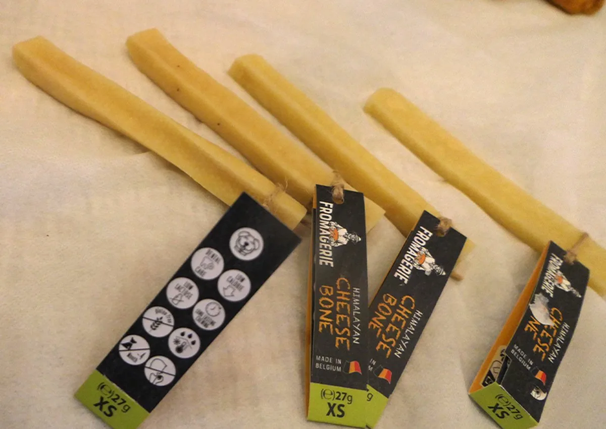 CHEESE BONE 4 STUKS XS 27 g 14 cm lactosevrij lekker en gebitsverzorgend voor honden van Vadigran – productfoto