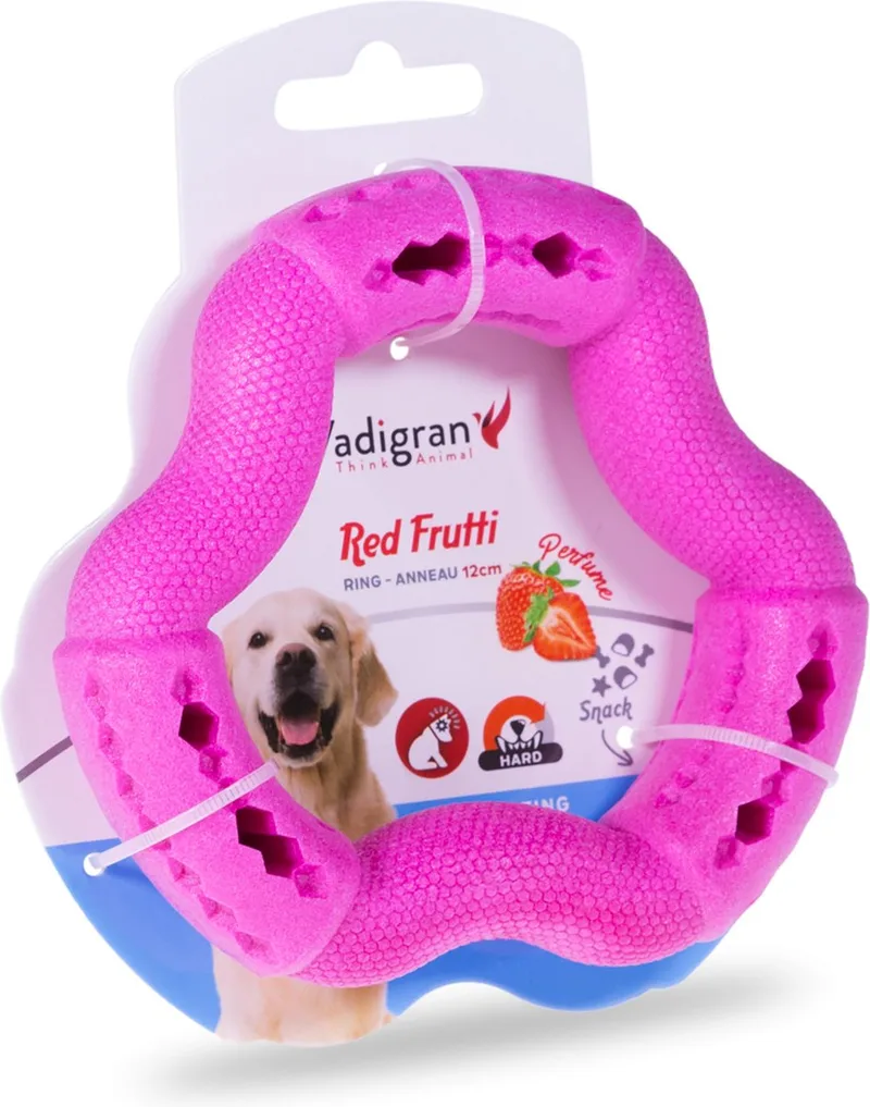 Dierenbenodigdheden Vadigran Speelgoed Hond Tpr Ring Red Frutti 12Cm de Vadigran en Rouge, Rose – photo produit