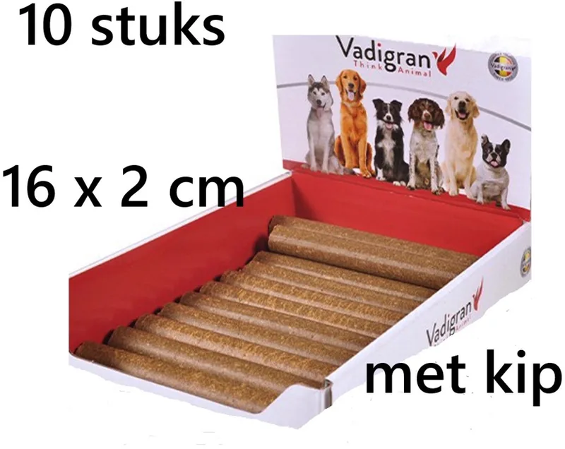 hondensnacks - 10 stuks MEGA-STICKS MET KIP - 16 cm x 2 cm - als beloning of als deel van gebalanceerde voeding . gewoon lekker von Vadigran – Produktfoto