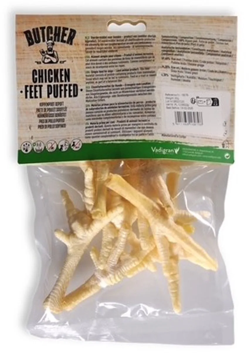 Kippenpootjes gepoft 80 gram - butcher chicken - natural snack by Vadigran – product photo