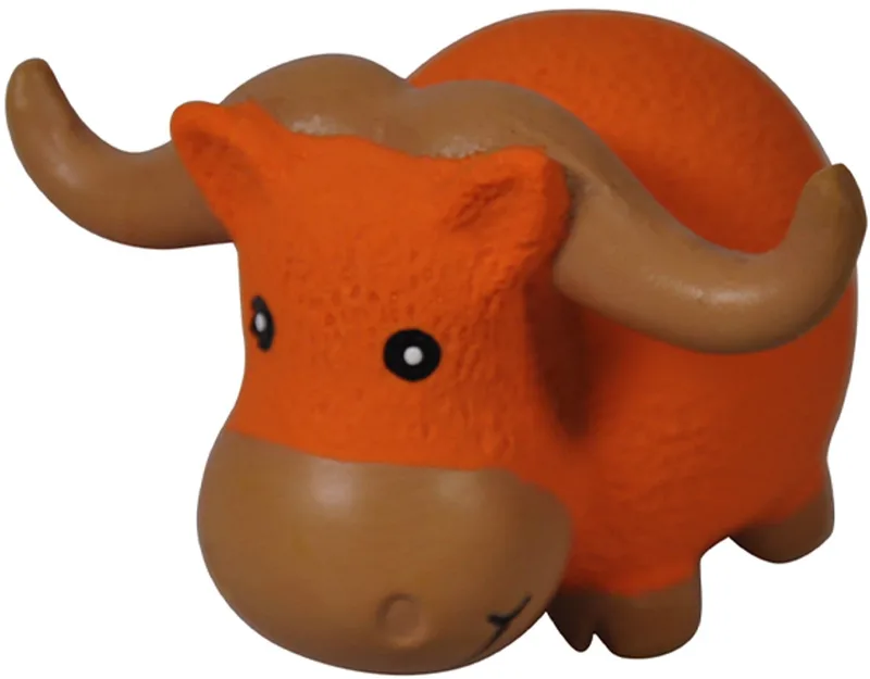 puppy toy - latex stier - 6.7 cm - met pieper - de hoorns zijn makkelijk door pups beet te nemen by Vadigran in Orange – product photo
