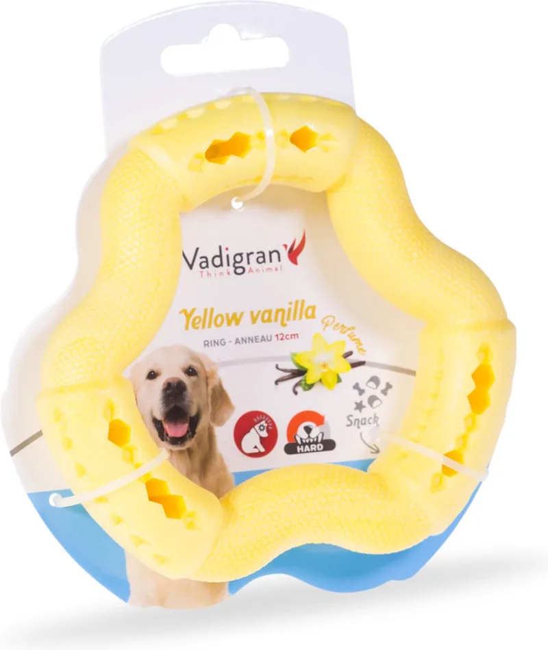 TPR Ring / Hondenspeelgoed - Thermoplastisch rubber - Yellow Vanilla - 12 cm - Kleine honden de Vadigran en Jaune – photo produit