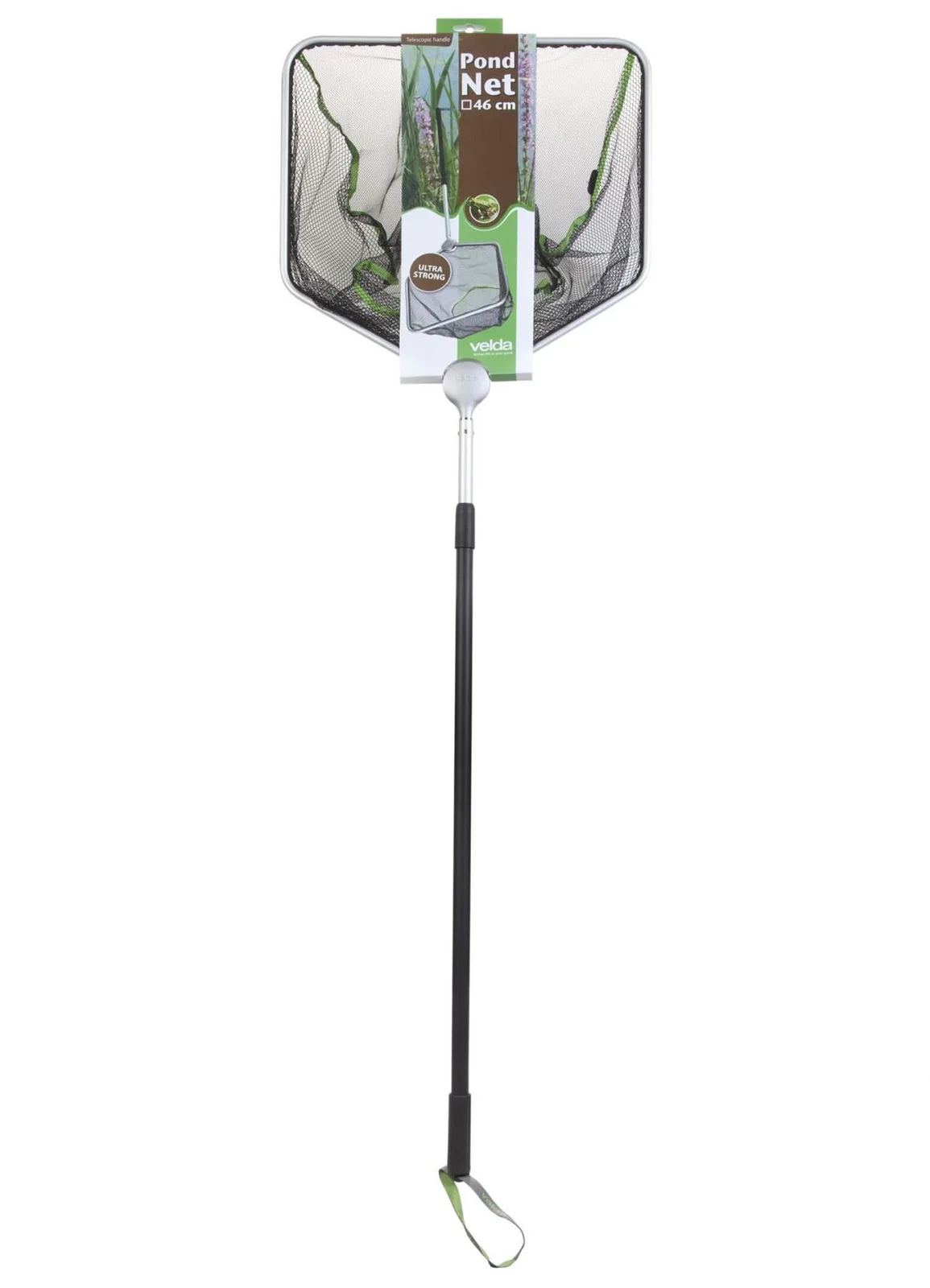 Pond Net vierkant 46 cm met Telesc. - vierkant zwart schepnet met telescopische steel van Velda – productfoto