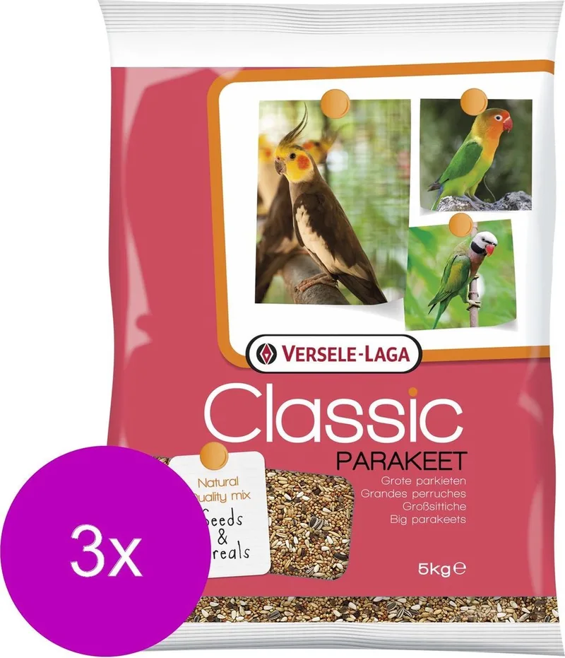 Classic Grote Parkieten Zonder Hennepzaad - Vogelvoer - 3 x 5 kg de Versele-Laga – photo produit