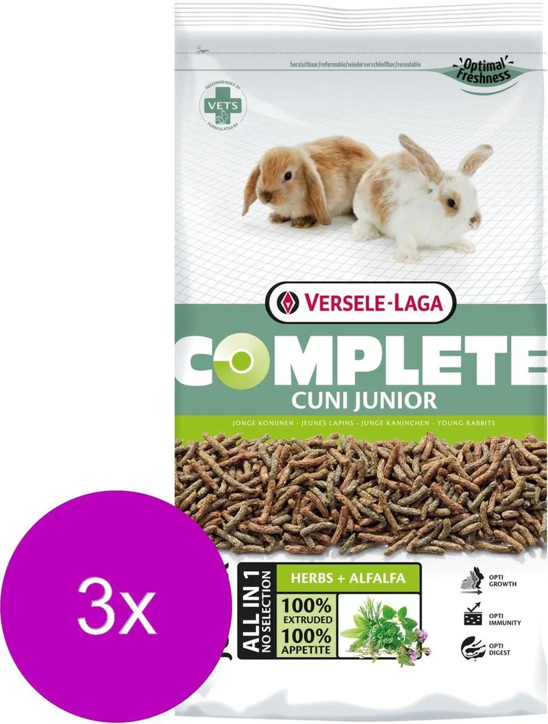 Complete Cuni Junior - Konijnenvoer - 3 x 1.75 kg de Versele-Laga – photo produit