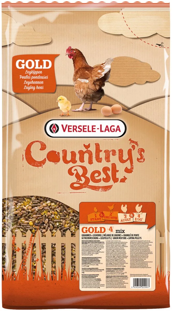 Country`s Best Gold 4 Mix Kip-Graan Met Legkorrel - Kippenvoer - 5 kg Standaard de Versele-Laga – photo produit