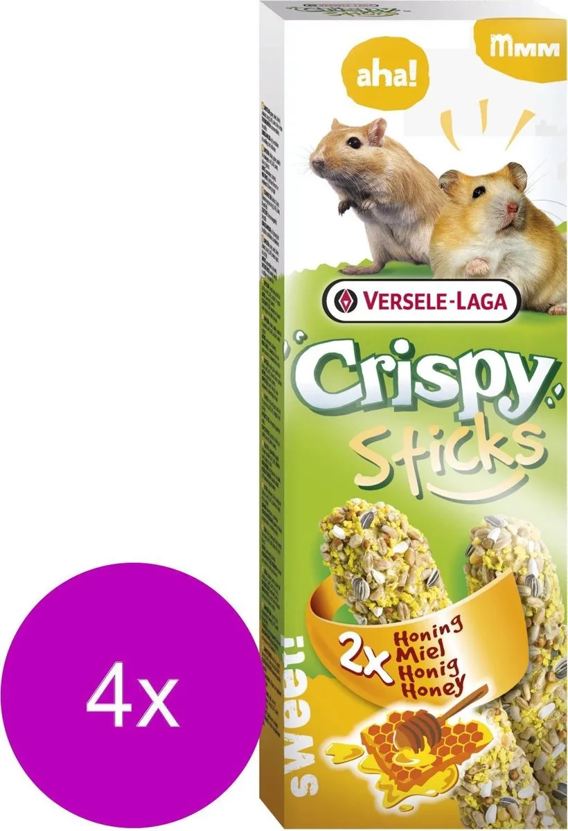 Crispy Sticks Hamster&Gerbil - Knaagdiersnack - 4 x Honing 2x55 g de Versele-Laga – photo produit