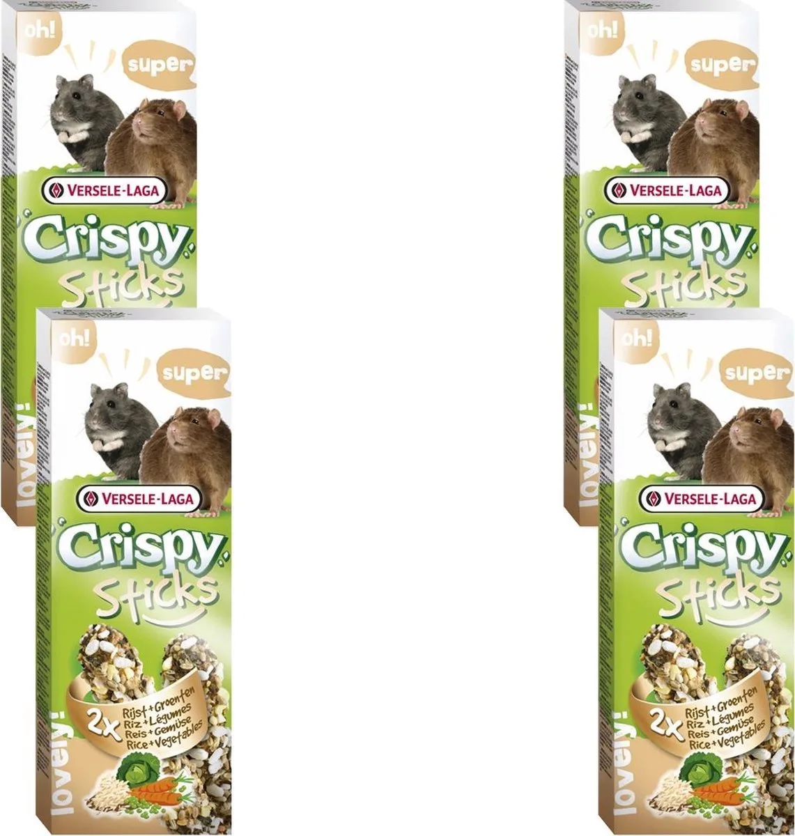 Crispy Sticks Hamster&Rat - Knaagdiersnack - 4 x Groente de Versele-Laga – photo produit