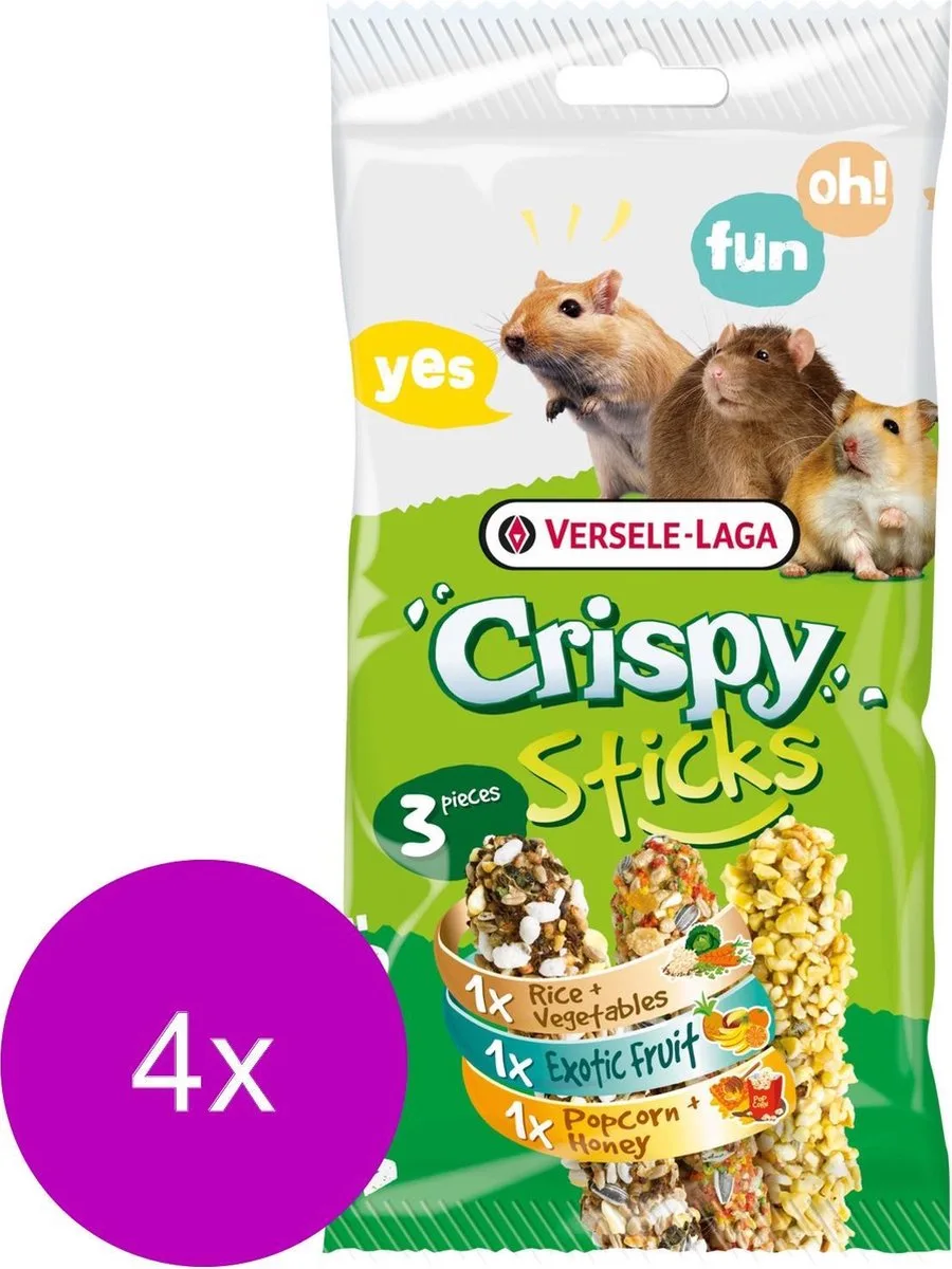 Crispy Sticks Triple Variety Pack - Knaagdiersnack - 4 x Mix 3x55 g Omnivoren van Versele-Laga – productfoto