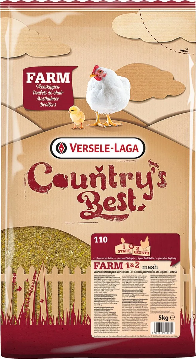 Farm 1&2 Mash Groeikorrel Vlees Kip 5 kg Van 0 Weken de Versele-Laga – photo produit