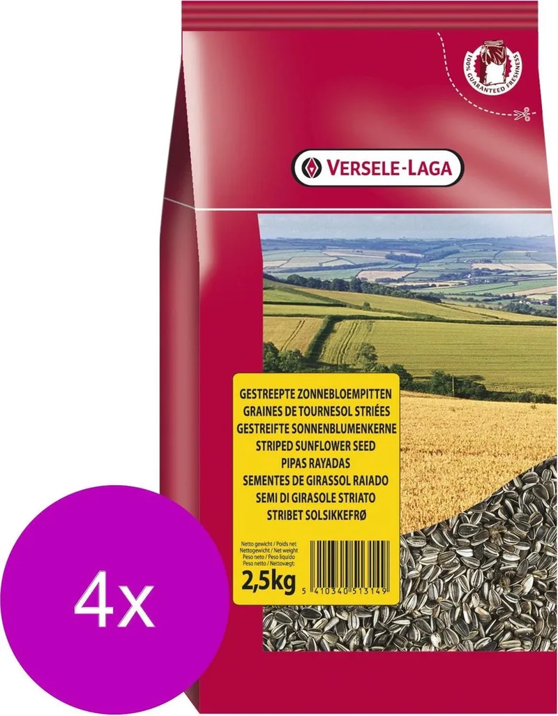Gestreepte Zonnebloempitten - Vogelvoer - 4 x 2.5 kg von Versele-Laga – Produktfoto