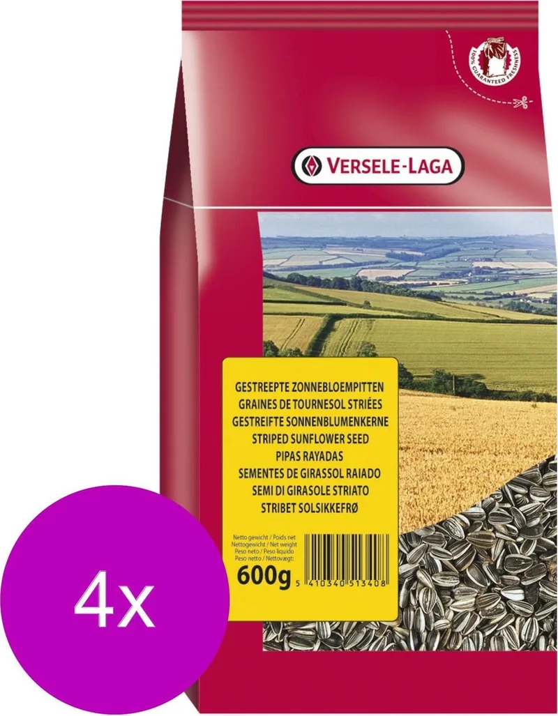 Gestreepte Zonnebloempitten - Vogelvoer - 4 x 600 g by Versele-Laga – product photo