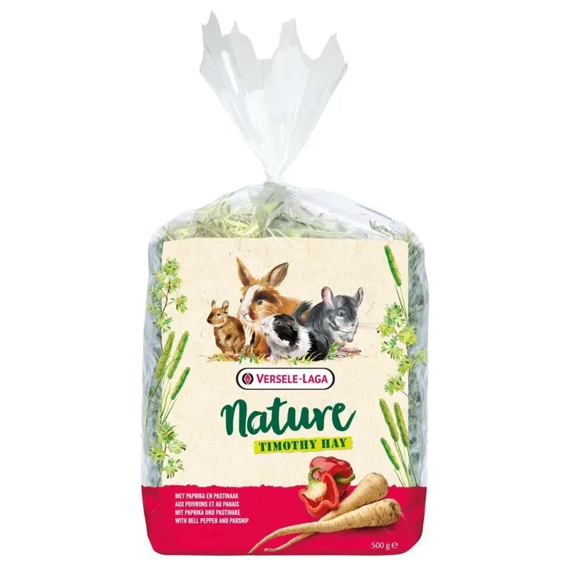 Foin Timothy Naturel Poivrons Et Panais Nourriture Pour Rongeurs 500g de Versele-Laga – photo produit 2 sur 2