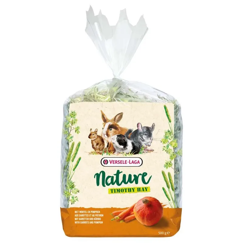 Foin Timothy Naturel Carotte Et Citrouille Nourriture Pour Rongeurs 500g de Versele-Laga – photo produit 2 sur 2