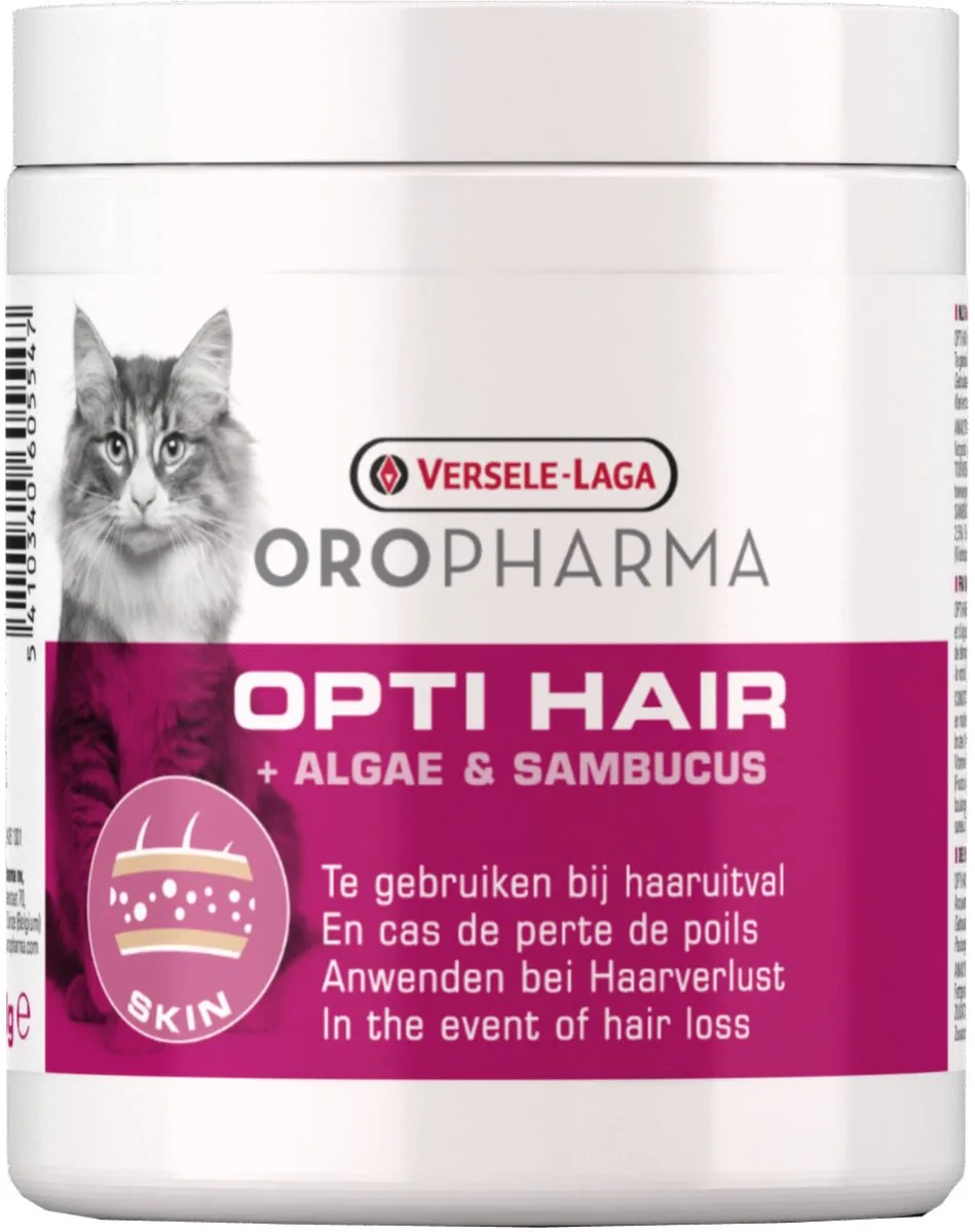 Opti Hair Cat Tegen Haaruitval - Voedingssupplement - Huid - Vacht - 130 g Granules by Versele-Laga – product photo