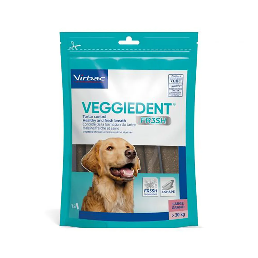 15x 35g: L voor grote honden (>30kg) VEGGIEDENT Fresh hondensnacks de Virbac – photo produit