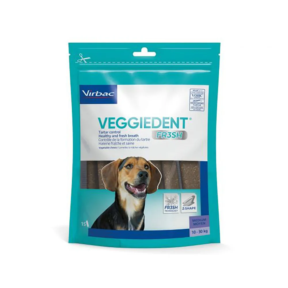 30 x 26g: M voor middelgrote (10-30kg) VEGGIEDENT Fresh hondensnacks de Virbac – photo produit
