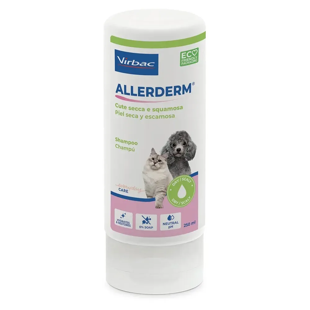 Allerderm Shampoo für Trockene und Schuppige Haut bei Hunden und Katzen 250 ml von Virbac – Produktfoto