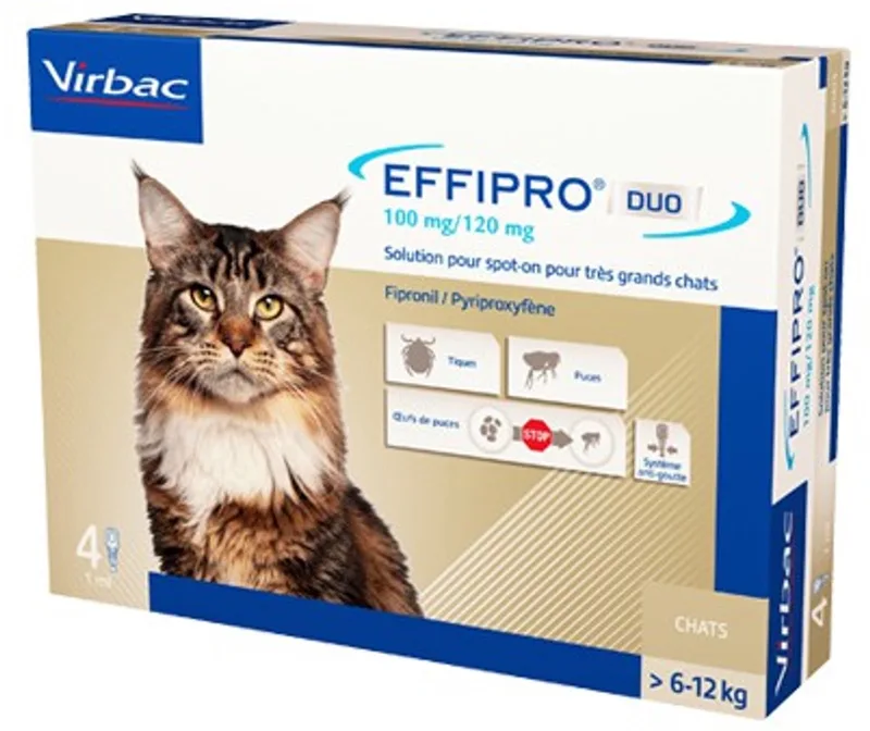 Effipro DUO Spot-On Grote Kat (6 t/m 12 kg) - 4 pipetten by Virbac – product photo