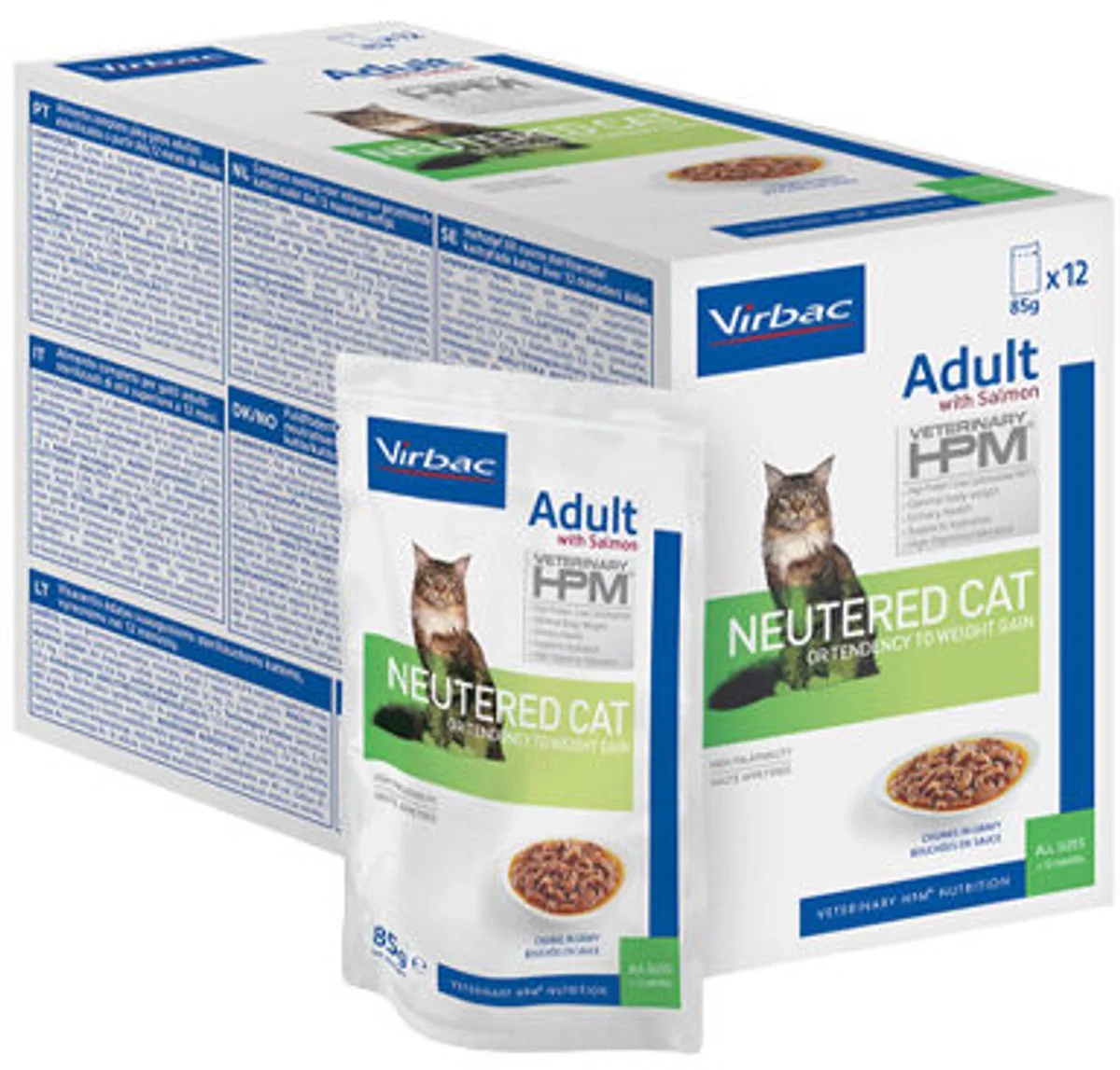 Veterinary HPM - Adult Neutered Cat with Salmon - 12 x 85 g von Virbac – Produktfoto
