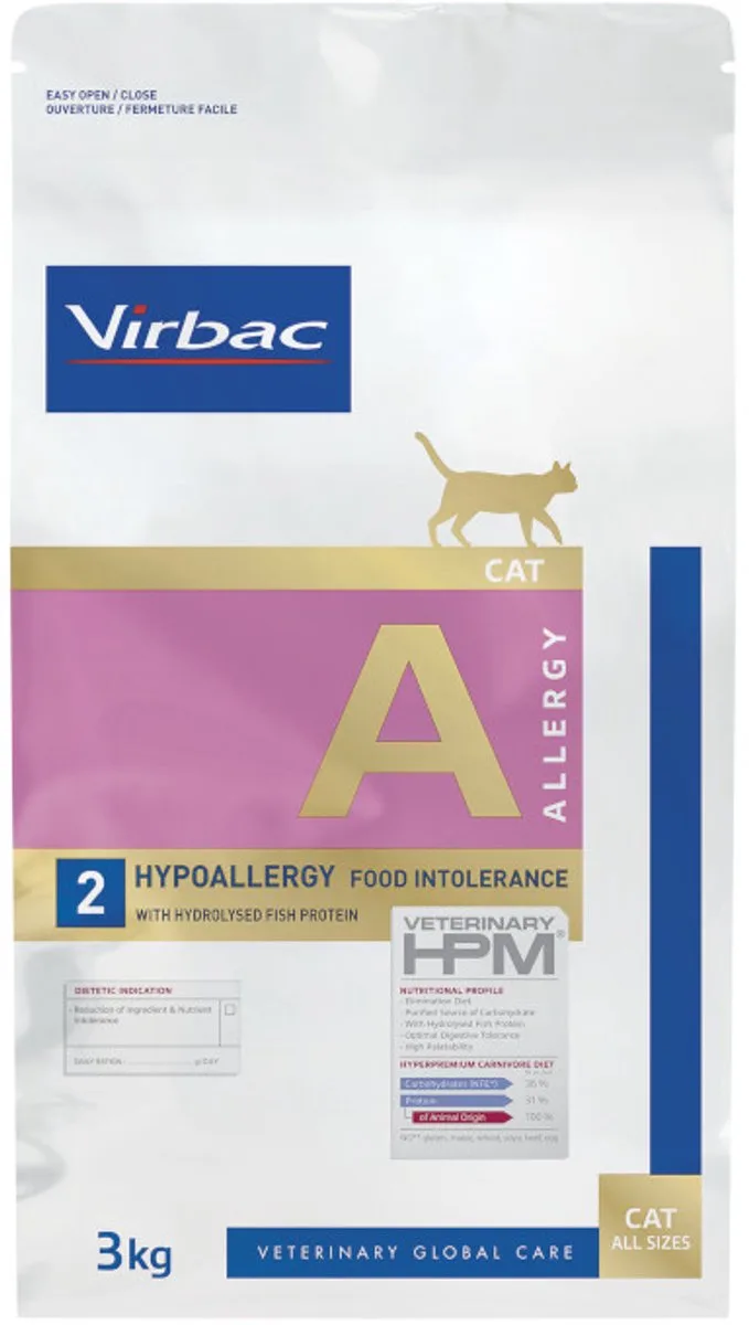 Veterinary HPM Dietetic Cat - Allergy A2 Zalm - 3 kg de Virbac – photo produit