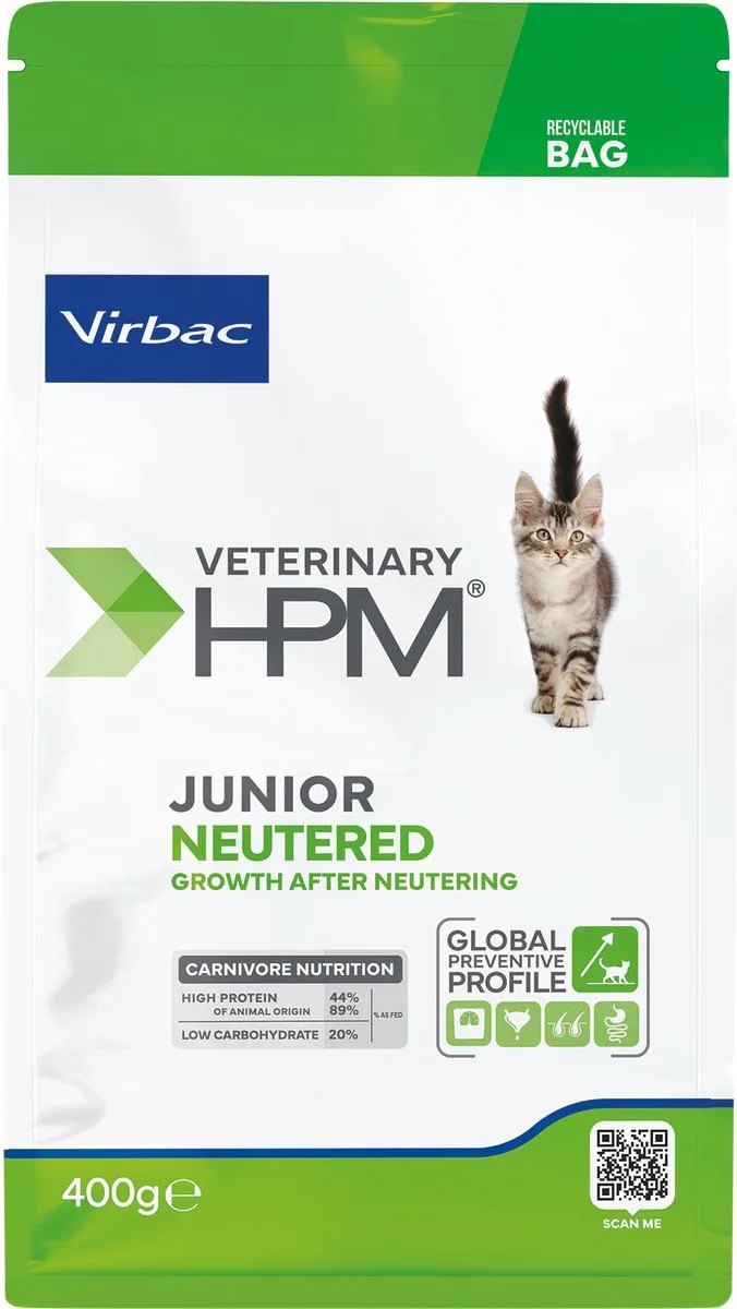 Veterinary HPM Junior Neutered Kattenvoer 400g by Virbac – product photo