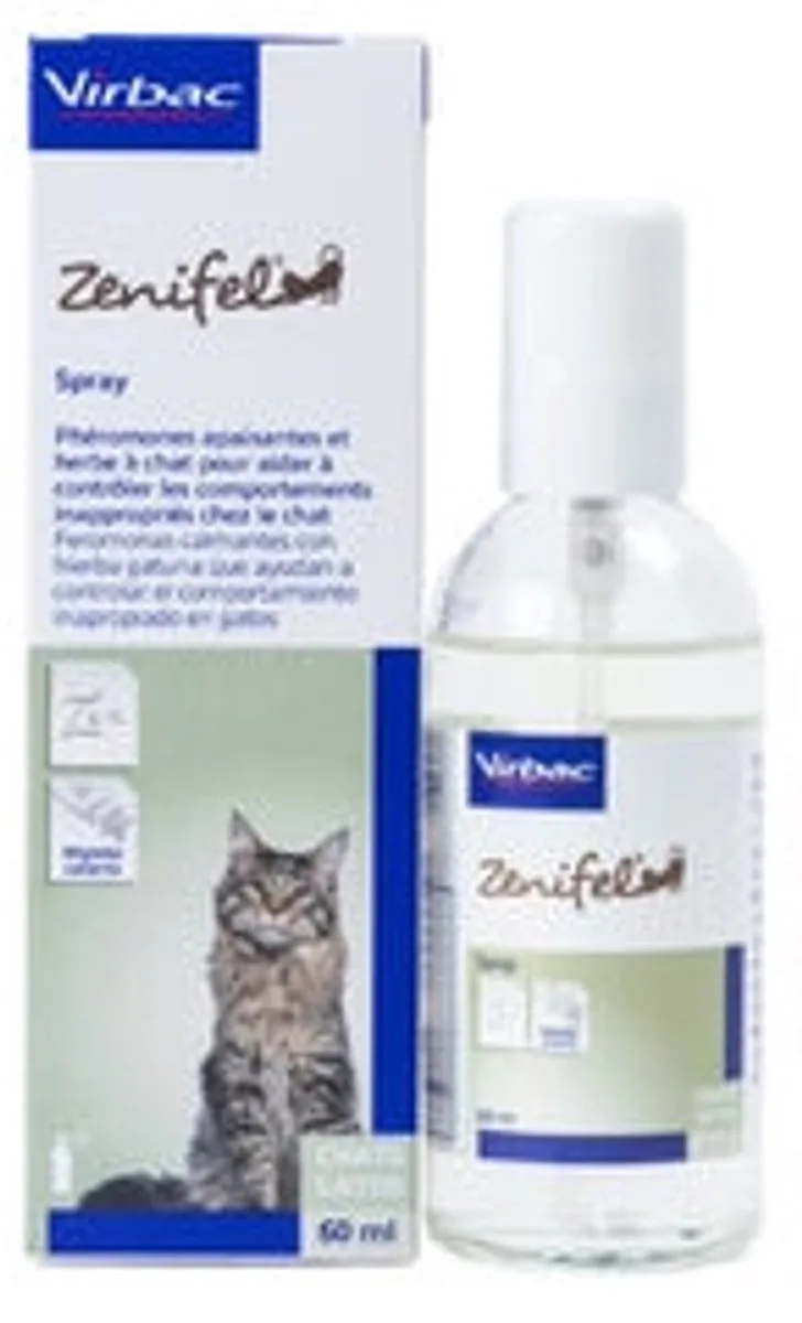Zenifel Spray aux Phéromones Apaisantes et à l’Herbe à Chat pour Chats 120 GR de Virbac – photo produit