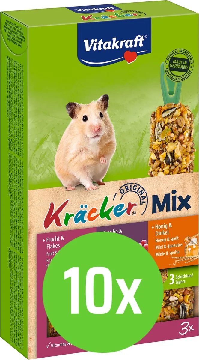 10x Vitakraft Hamsterkracker Trio Mix Druif/Honing/Noot by Vitakraft – product photo