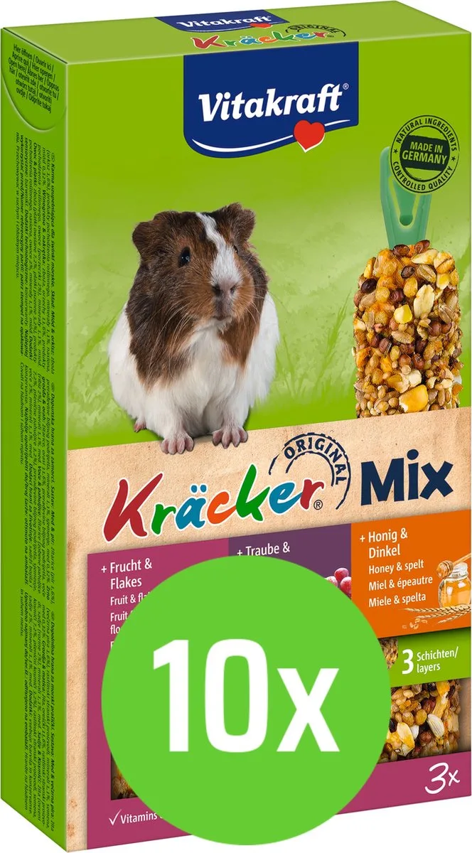10x Vitakraft Trio Mix druif/noot-groente/biet-popcorn/honing-kräcker dwergkonijn 3in1 by Vitakraft – product photo