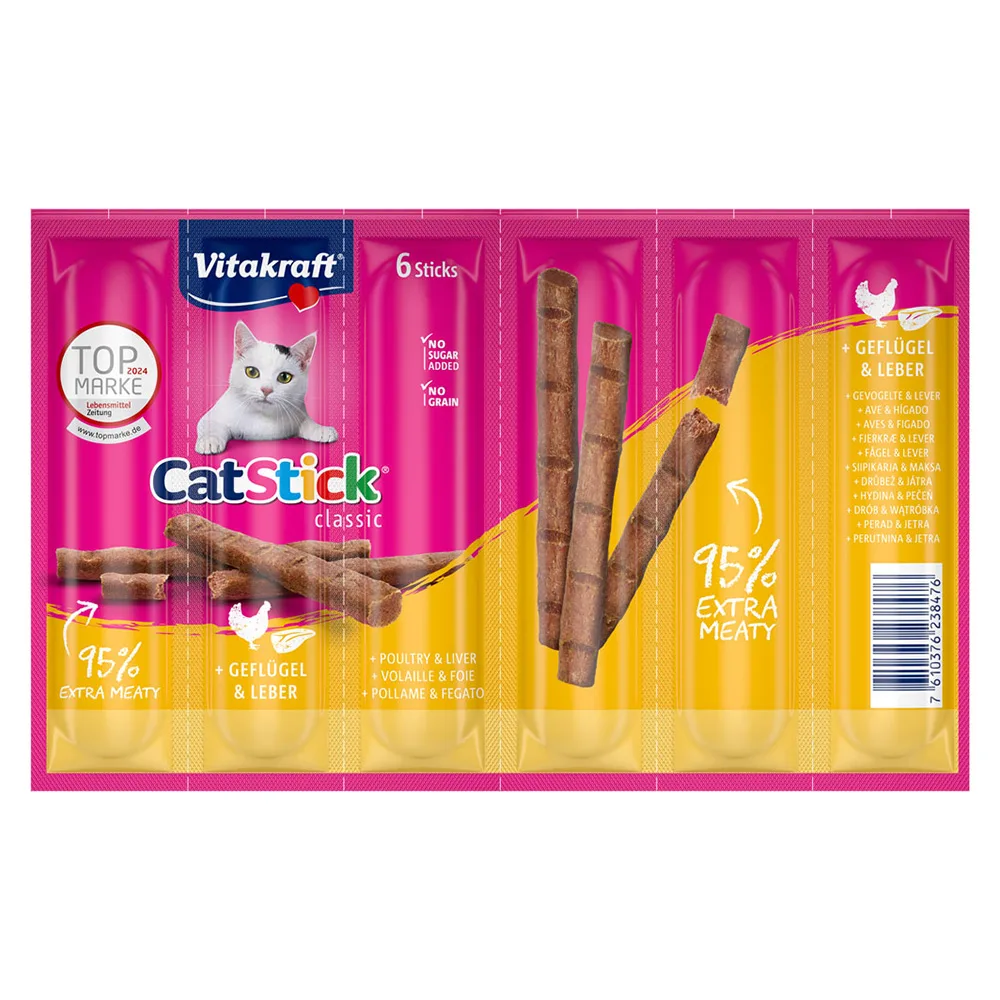 12x6g Cat Stick Gevogelte & Lever Vitakraft Kattensnacks van Vitakraft – productfoto
