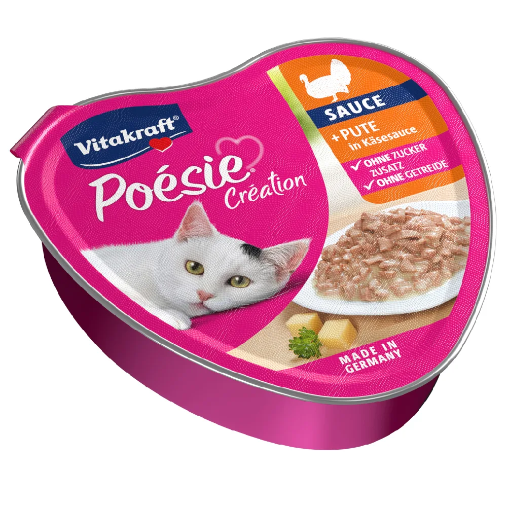 15x85g Vitakraft Poésie Création kalkoen in kaassaus natvoer voor katten by Vitakraft – product photo
