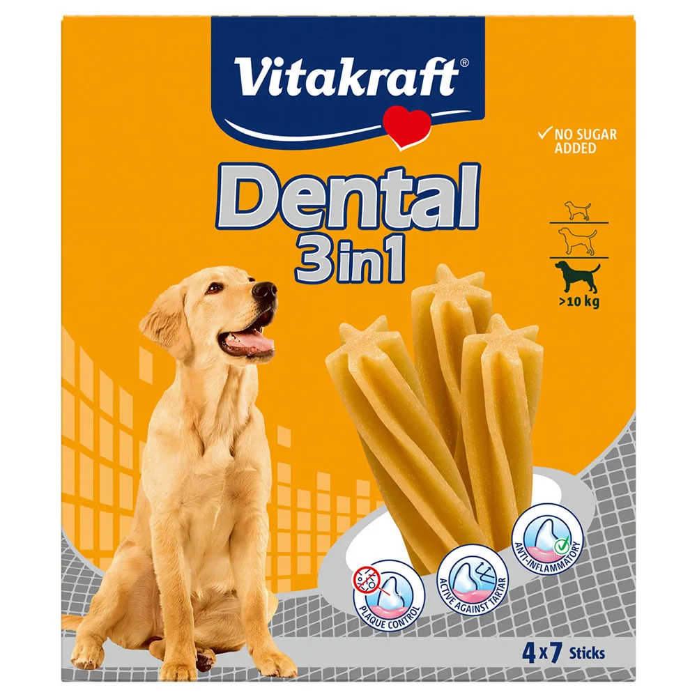 4x180g Dental 3in1 Medium Vitakraft Hondensnacks van Vitakraft – productfoto