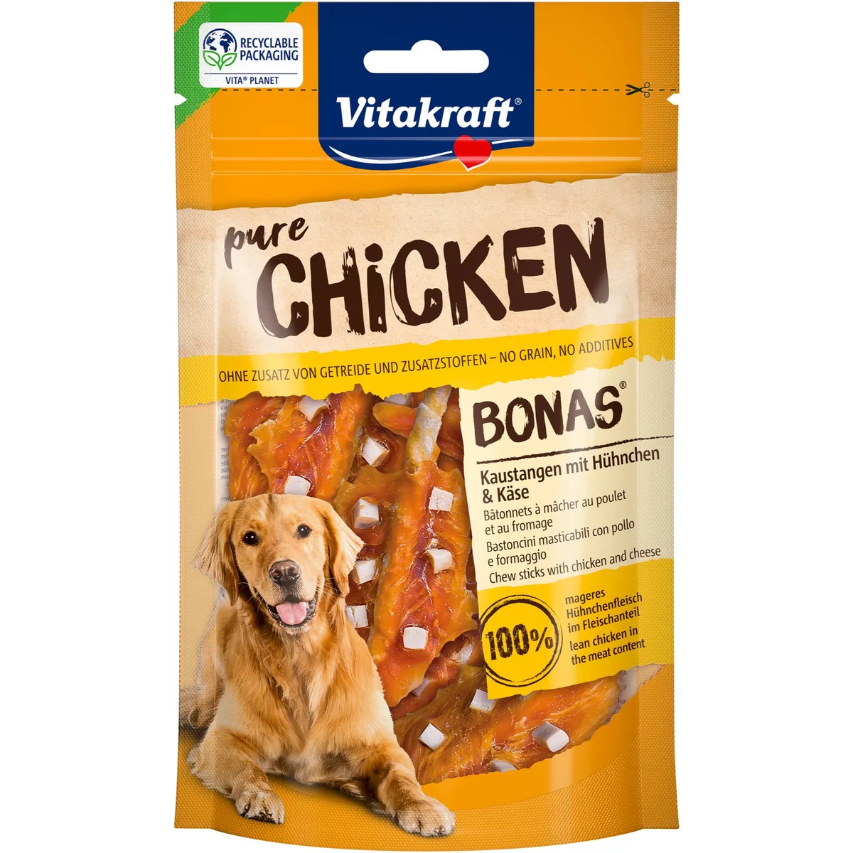 6x80g Vitakraft Bonas Kip & Kaas hondensnacks de Vitakraft – photo produit