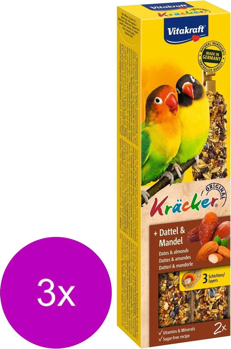 Agapornis Kracker - Vogelsnack - Fruit - 3 x 2 st van Vitakraft – productfoto