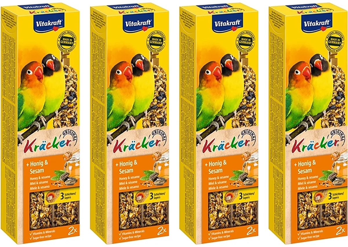 Agaporniskracker Vitakraft - Honing 2in1 - 4 verpakkingen van 2 stuks - Multipack van Vitakraft – productfoto
