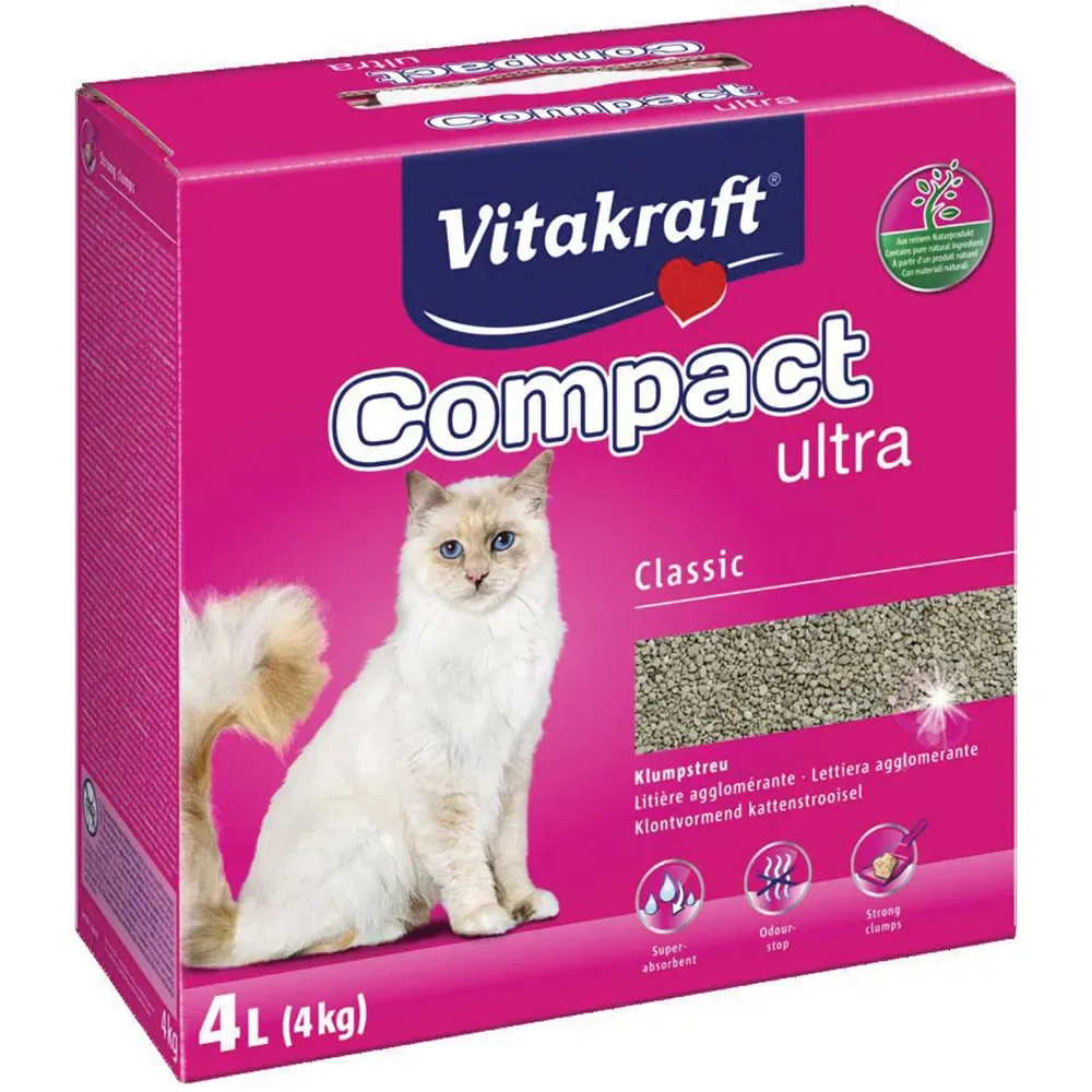 Litière Agglomérant pour Chats Compact Ultra 4 KG de Vitakraft – photo produit