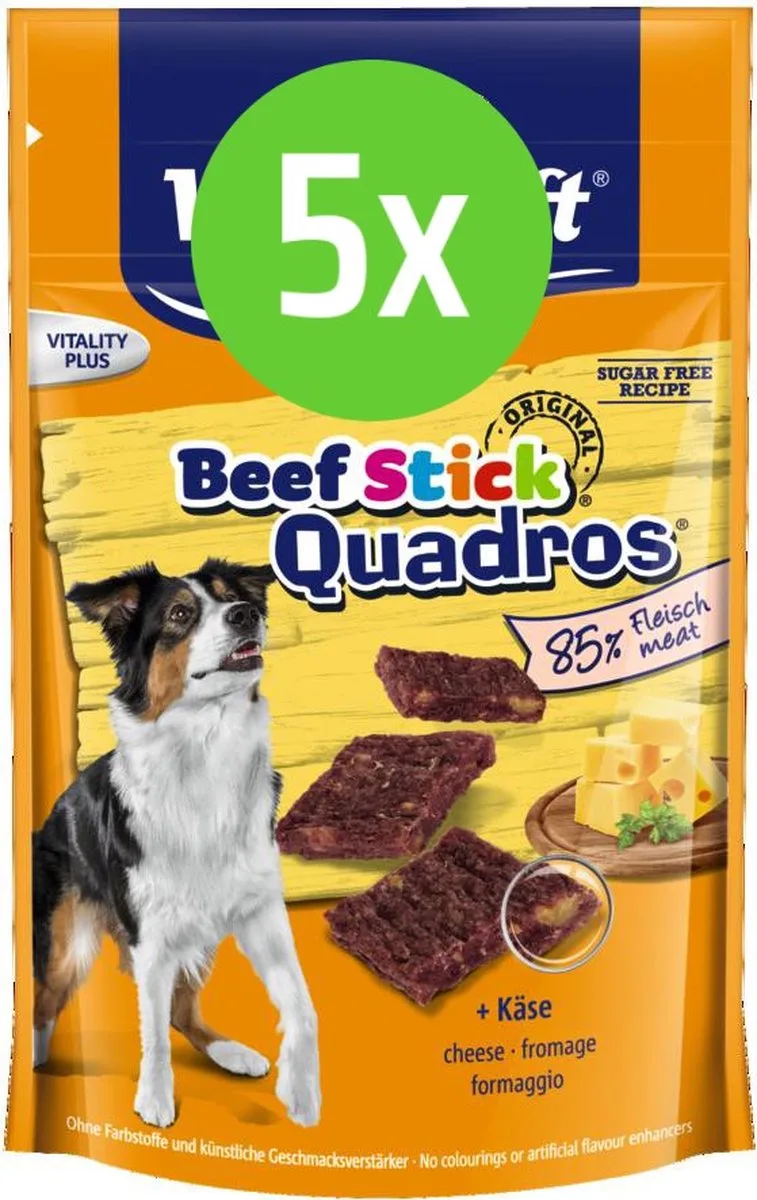 Beef Stick Quadros kaas - hondensnack - 70 gram - 5 Verpakkingen de Vitakraft – photo produit
