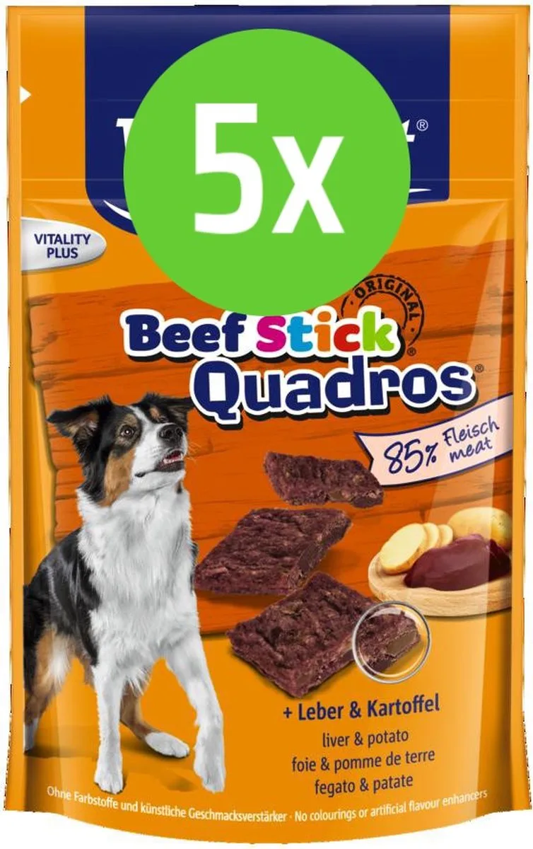 Beef Stick Quadros lever+aardappel - hondensnack - 70 gram - 5 Verpakkingen by Vitakraft – product photo