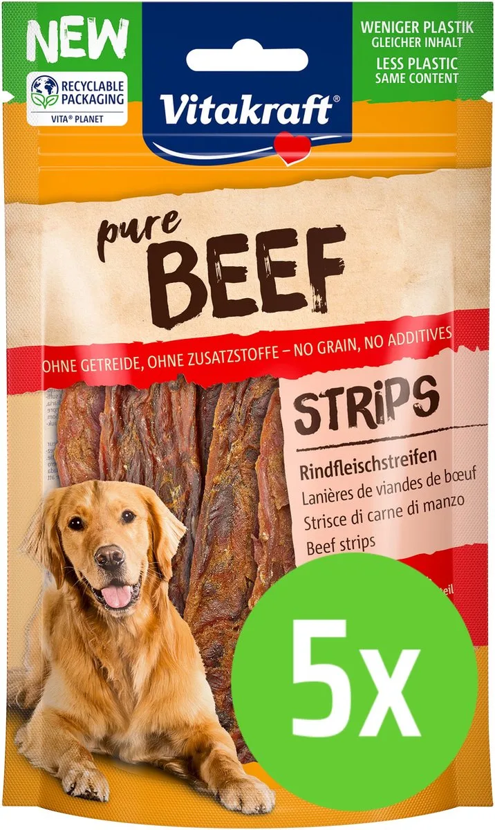Beef Vleesstrips - hondensnack - 80 gram - 5 verpakkingen de Vitakraft – photo produit