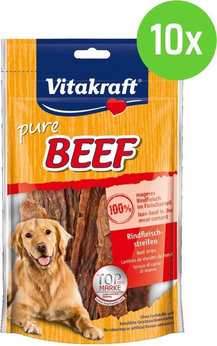 BEEF vleesstrips rund - hondensnack - 10 verpakkingen by Vitakraft – product photo