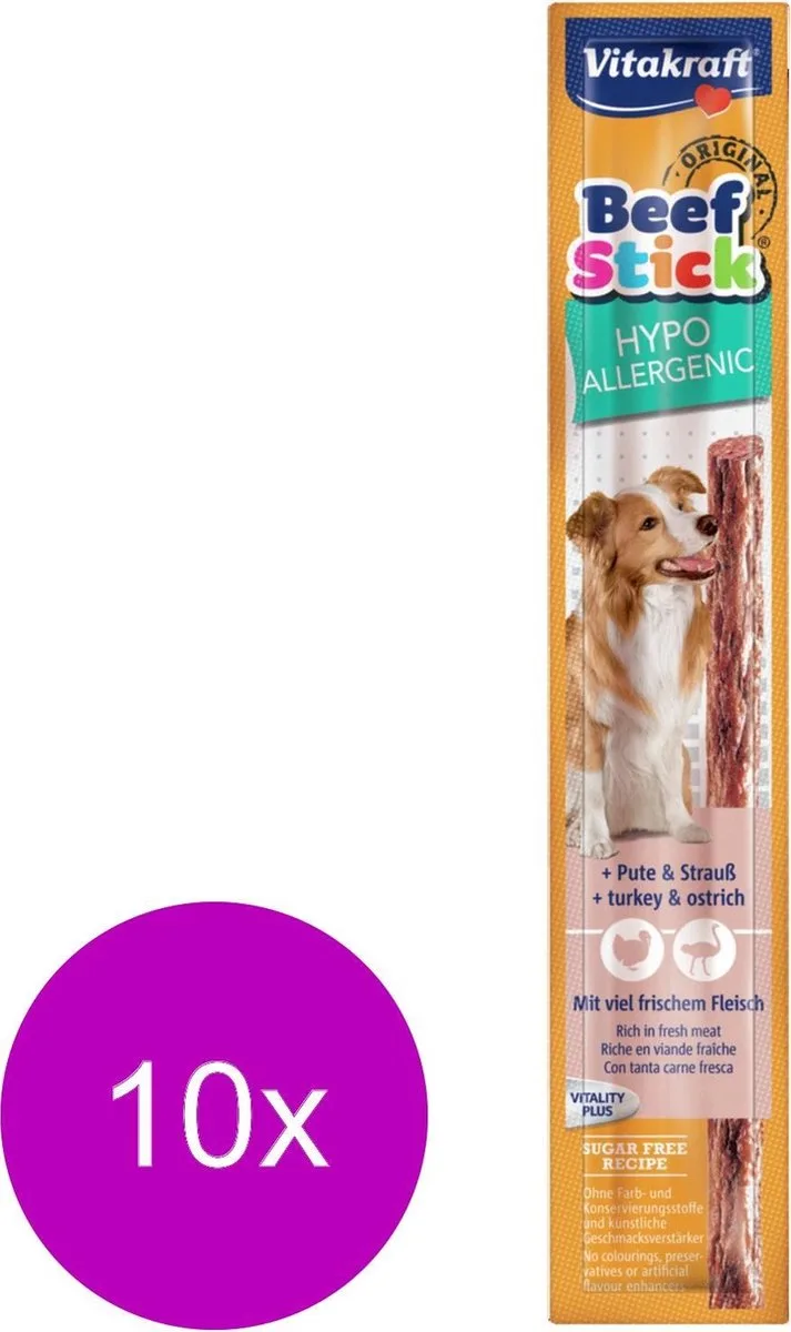 Beefstick Hond Hypoallergic - Hondensnacks - 10 x 12 g de Vitakraft – photo produit