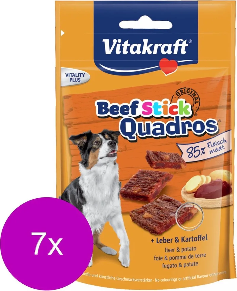 Beefstick Hond Quadros - Hondensnacks - 7 x Lever&Aardappel de Vitakraft – photo produit