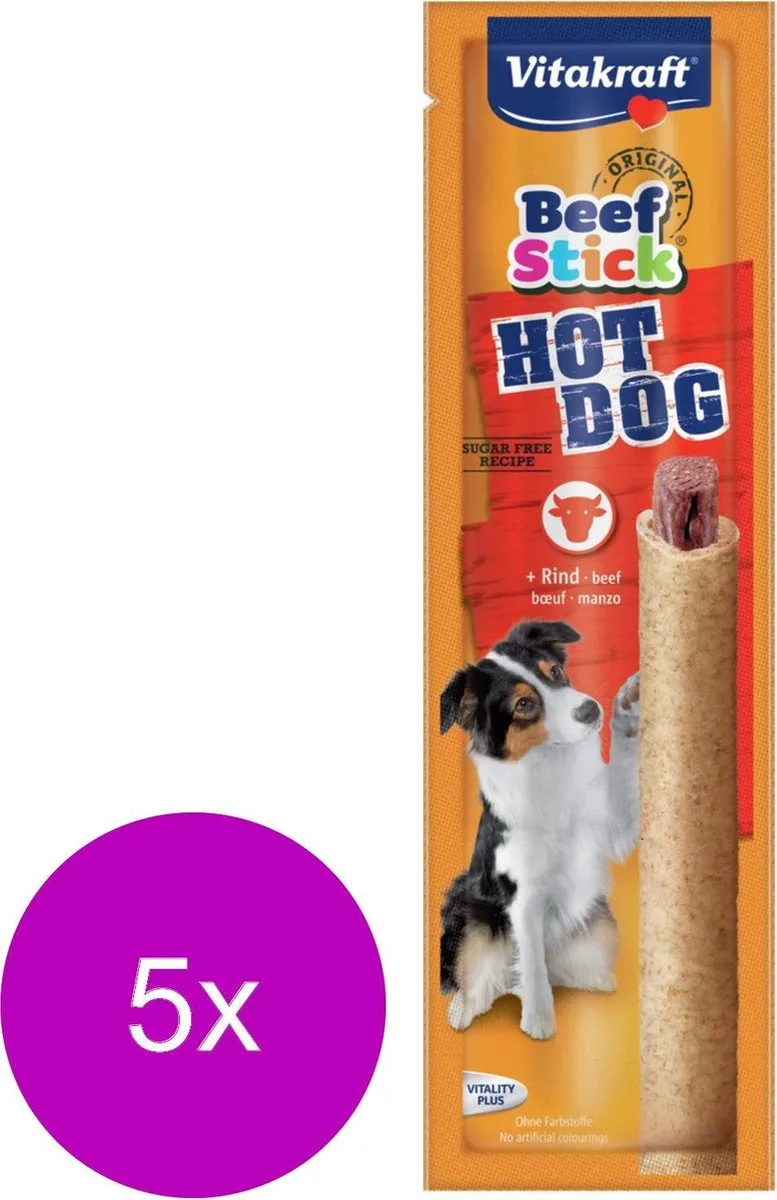 Beefstick Hot Dog Rund - Hond - Snack - 5 x 30 gr by Vitakraft – product photo