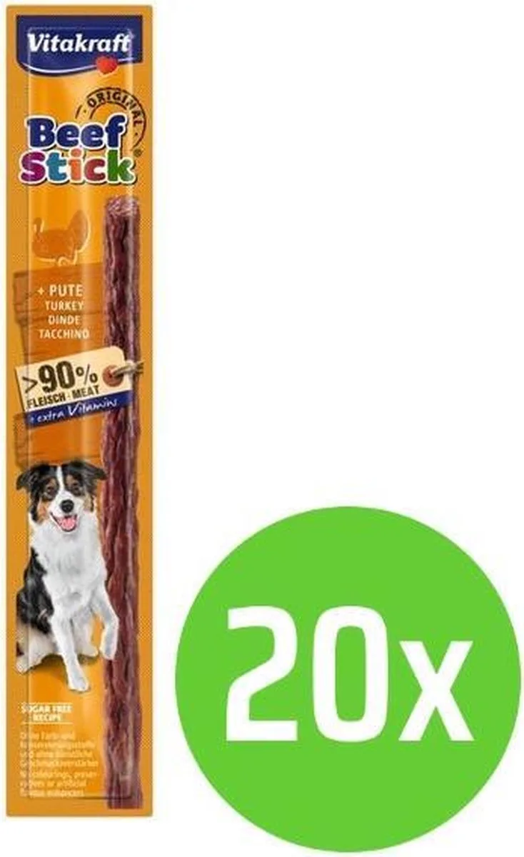 Beefstick - Kalkoen - hondensnack - 20 verpakkingen fra Vitakraft – produktbillede