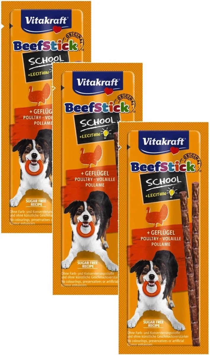 Beefstick School - Hondensnacks - 3 x Gevogelte Rund 20 g de Vitakraft – photo produit