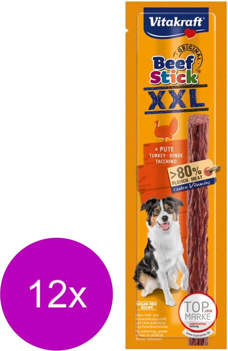 Beefstick Xxl - Hondensnacks - 12 x Kalkoen Rund 30 g by Vitakraft – product photo