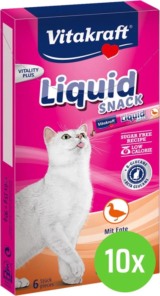 Cat Liquid - Snack Eend & B-Glucaan - 10 x 6 st von Vitakraft – Produktfoto