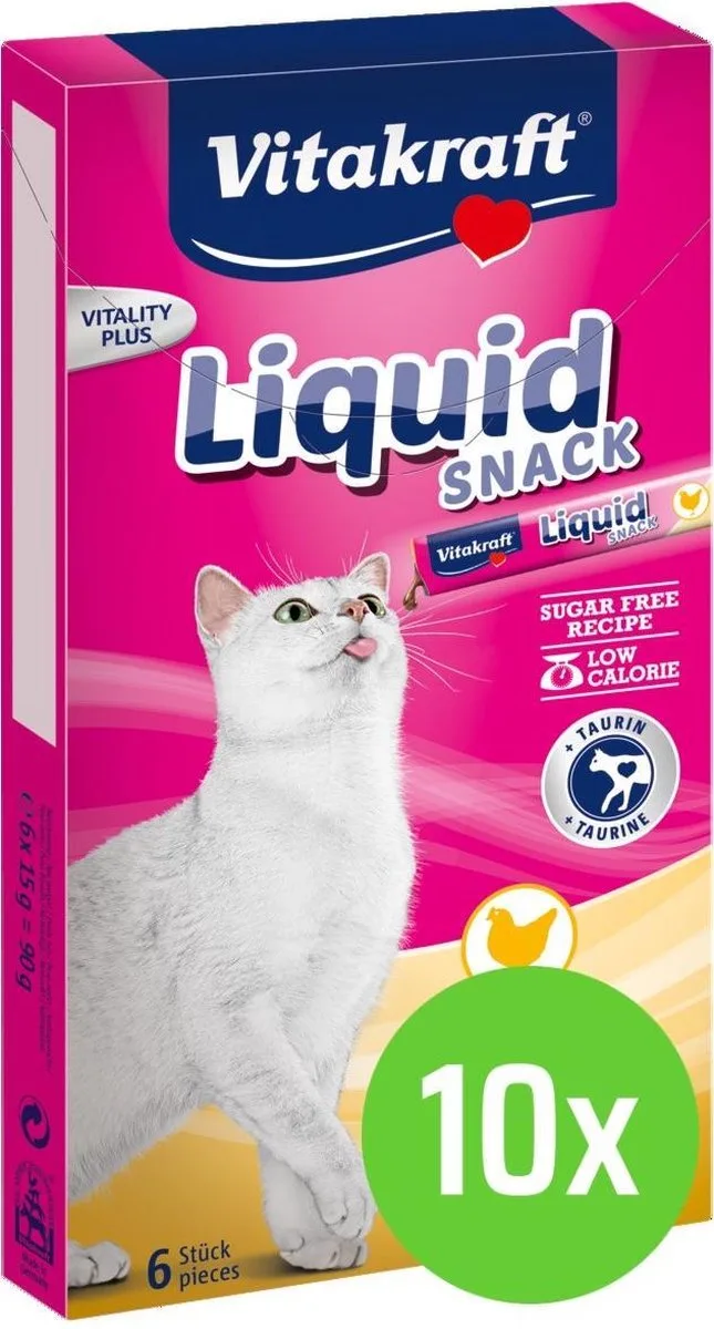 Cat Liquid - Snack Kip & Taurine - 10 x 6 st by Vitakraft – product photo